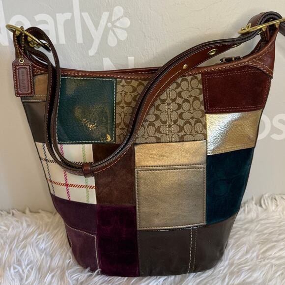 y2k Coach Bleeker 11356 Holiday Patchwork Hobo Bag Purse - Picture 2 of 8